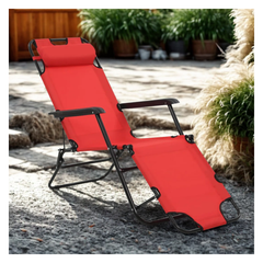 Katlanır Şezlong Sandalye 153x60x75 cm Kırmızı