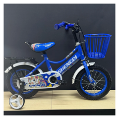 Yardımcı Tekerlekli Sepetli Çocuk Bisikleti Mavi Beyaz