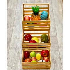 Bambu 3 Katlı Çok Amaçlı Sebzelik Meyvelik Düzenleyici Raf