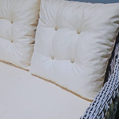 Rattan Balkon Bahçe Teras Oturma Grubu Camlı Masa 3+1+1 ve 2 Bej