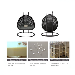 İki Kişilik Minderli Standlı Büyük Salıncak Kahverengi