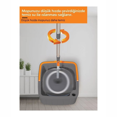 360 Derece Dönen Temiz Kirli Suyu Ayırma Özellikli Paspas Mop Seti