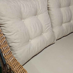 Rattan Balkon Bahçe Teras Oturma Grubu Camlı Masa 3+1+1 ve 2 Puf Açık Kahve