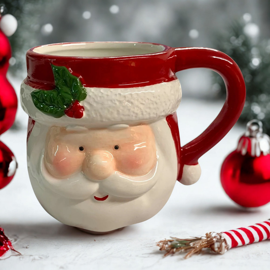Kabartmalı Noel Baba Temalı Kendi Özel Kutusunda Kupa Mug