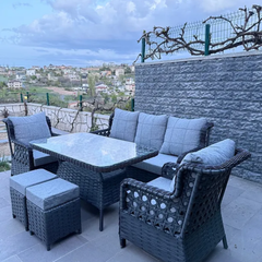 Rosa Rattan 3 lü Oturma Grubu 8 Parça Antrasit