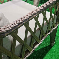 Rattan Balkon Bahçe Teras Oturma Grubu Camlı Masa 3+1+1 Kahve