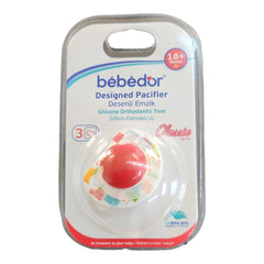 Bebedor 163 Art Desenli Silikon Emzik No:3, Kırmızı
