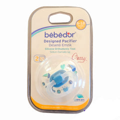 Bebedor Desenli Emzik Silikon Damaklı Uç 6-18 Ay Mavi