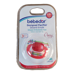 Bebedor Silikon Damaklı Uçlu Desenli Emzik Kırmızı