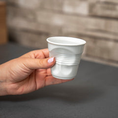 Buruşuk Görünümlü Seramik Espresso Bardağı 7x7.5 cm Beyaz