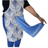 Büşra Kadife Havlulu Mutfak Önlüğü Mavi