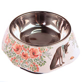 Desenli Kaymaz Çelik Pet Mama Kabı