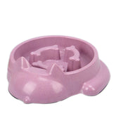 Yavaş Yeme Pet Mama Kabı Bambu Altı Kaymaz Mor