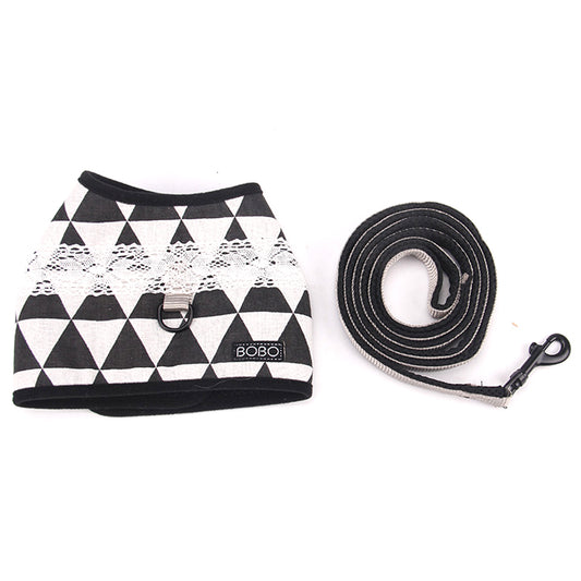 Desenli Köpek Gögüs Tasması Siyah Beyaz