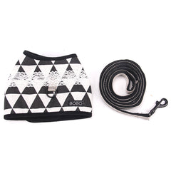 Desenli Köpek Gögüs Tasması Siyah Beyaz