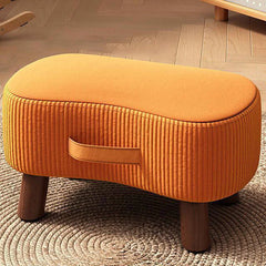 Saplı Ahşap Ayaklı 40x22 Cm Kavisli Taşınabilir Puf Turuncu