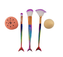 Denizkızı Makyaj Fırça Seti ve Temizleme Fırçası Somon