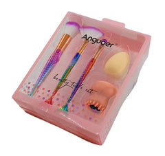 Denizkızı Makyaj Fırça Seti ve Temizleme Fırçası Somon