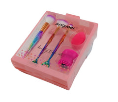 Denizkızı Makyaj Fırça Seti ve Temizleme Fırçası Fuşya