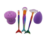 Denizkızı Makyaj Fırça Seti ve Temizleme Fırçası Mor