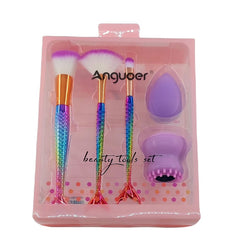 Denizkızı Makyaj Fırça Seti ve Temizleme Fırçası Mor