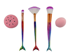 Denizkızı Makyaj Fırça Seti ve Temizleme Fırçası Pembe