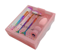 Denizkızı Makyaj Fırça Seti ve Temizleme Fırçası Pembe