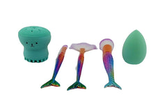 Denizkızı Makyaj Fırça Seti ve Temizleme Fırçası Yeşil