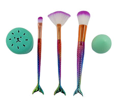 Denizkızı Makyaj Fırça Seti ve Temizleme Fırçası Yeşil