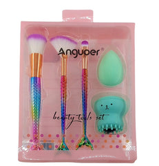 Denizkızı Makyaj Fırça Seti ve Temizleme Fırçası Yeşil