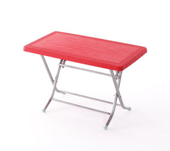 Heniver Rattan 70x120 Cm Metal Ayaklı Katlanır Masa Kırmızı