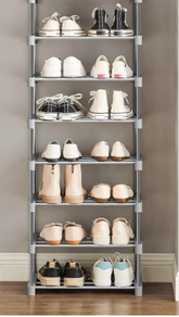 7 Katlı Dar Alanlara Uygun 42 Cm Ayyakkabı Rafı Mavi