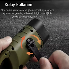 Solar ve Elle Çevirerek Şarjedilebilen Led El Feneri