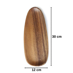 Masif Akasya Organik Ahşap Oval Şekilli Servis Sunum Tahtası 30 cm