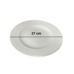 Dokulu Desenli Porselen Yemek Servis Tabağı 27 cm Beyaz