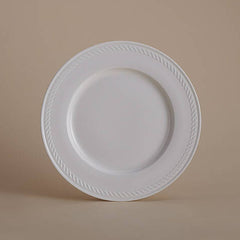 Kabartmalı İp Desenli Porselen Yemek Servis Tabağı 27 cm Beyaz