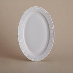 Kabartmalı İp Desenli Porselen Yemek Servis Tabağı 27 cm Beyaz