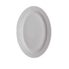 Kabartmalı İp Desenli Porselen Yemek Servis Tabağı 27 cm Beyaz