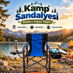 Katlanabilir Bardaklıklı Termal İçecek Saklama Çantalı Kamp Piknik Sandalyesi
