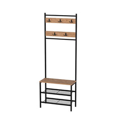 Metal Gövdeli Ahşap Görünümlü Portmanto Vestiyer Ayakkabılık