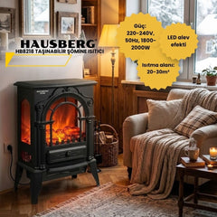 Hausberg Elektrikli LED Alev Efektli Taşınabilir Şömine