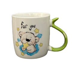 Dört Adet Renkli Saplı Yazılı 400 ml Kupa Mug