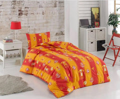 Galatasaray 1.5 Kişilik Lastikli Nevresim Takımı Sarı Kırmızı