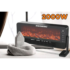 Hausberg Alev Etkili Elektrikli Fanlı Şömine Isıtıcı Siyah