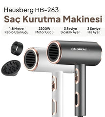 Hausberg 3 Seviye Sıcaklık Ayarlı Saç Kurutma Makinesi Gri