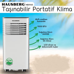 Hausberg 9000 BTU Lcd Ekranlı Taşınabilir Klima