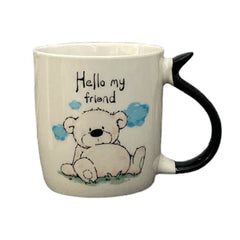 Dört Adet Renkli Saplı Yazılı 400 ml Kupa Mug