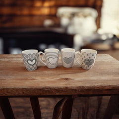 Dört Adet Sevgi Dolu Mug Kupa Seti 8.3x10.5 cm