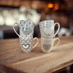 Dört Adet Sevgi Dolu Mug Kupa Seti 8.3x10.5 cm