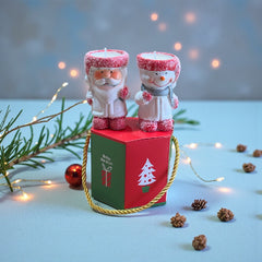 Kendi Özel Yeni Yıl Konseptli Kutusunda 2'li Mum Biblo 6x10 Cm